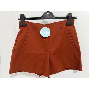 Tea & Cup Los Angeles Rust Orange High Waisted Tailored Shorts Women Size S NWT
